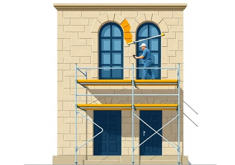 Ravalement de façade en pierre, nettoyage et application d'enduit